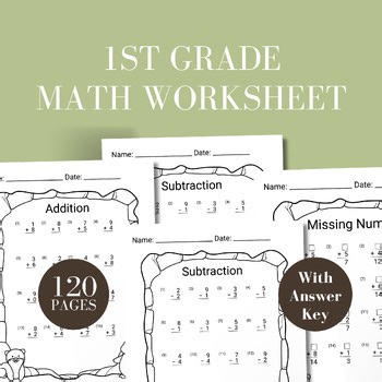 Addition and Subtraction Worksheet 1st Grade Math Fluency Facts Practice No Prep