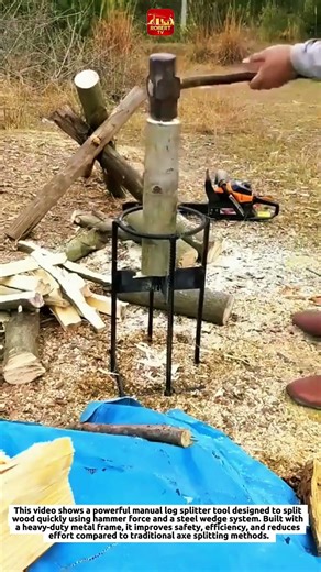 Insane Manual Log Splitter Machine | Satisfying Wood Splitting Process | Primitive Woodworking Tool