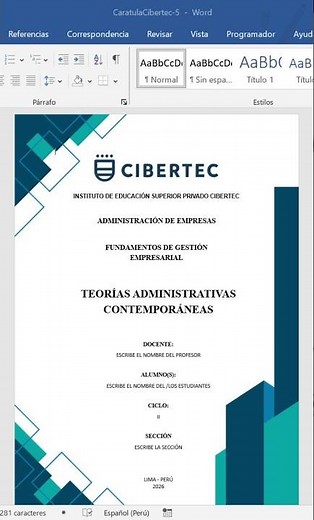 Make Your CIBERTEC Assignments Stand Out! 🤩 10 Elegant and Easy-to-Edit Covers (Word)