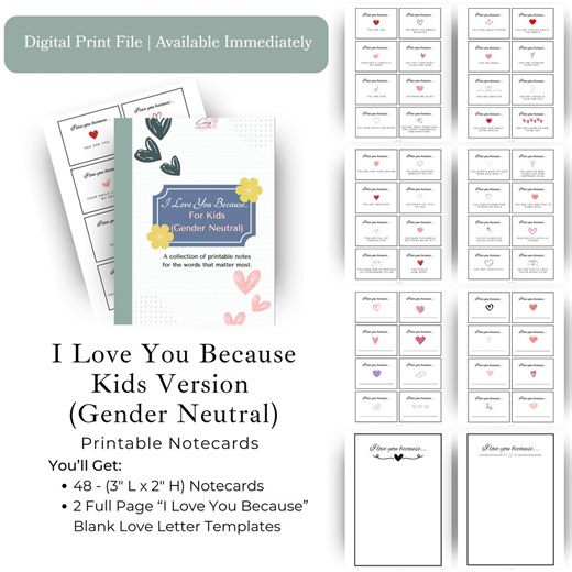 Printable Lunchbox Notes for Kids Notecards Set - 48 Cards & Templates - Etsy