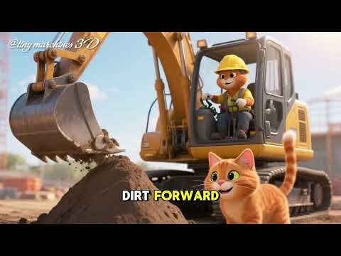 A Day in the Life of a Cat Excavator Operator | Cute 3D Cartoon Construction Story