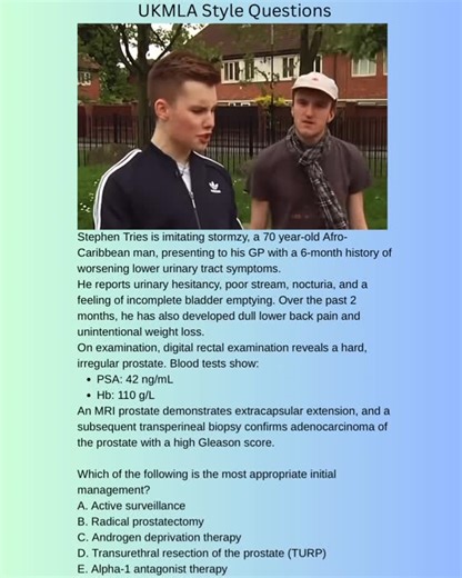 UKMLA_Drop | Stephen Tries is imitating stormzy, a 70 year-old Afro-Caribbean man, presenting to his GP with a 6-month history of worsening lower... | Instagram