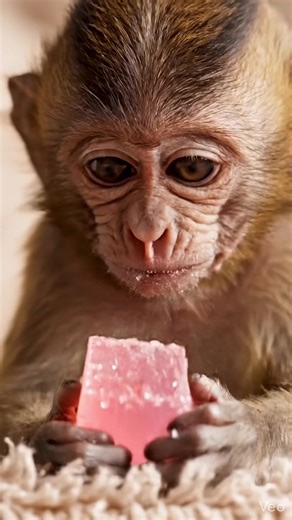 Baby Monkey Enjoys Crunchy Snacks ASMR