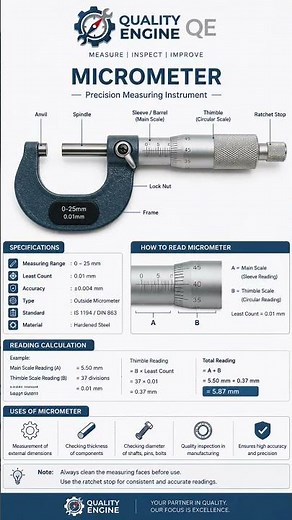 Micrometer Explained | Parts, Least Count, Reading Calculation & Uses | Quality Engineering Tutorial