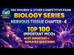 Top 100 MCQs Nervous Tissue | Biology Chapter 4 | SSC CGL Railway UPSC PCS | Most Repeated Questions