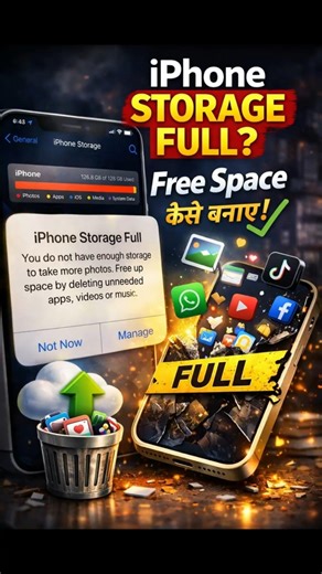 iPhone Storage Full? Free Space Kaise Banaye (Simple Steps) #shorts #tech