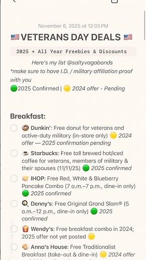 The 2025 Veterans Day Freebies List is HERE 🎖️#veteransday2025