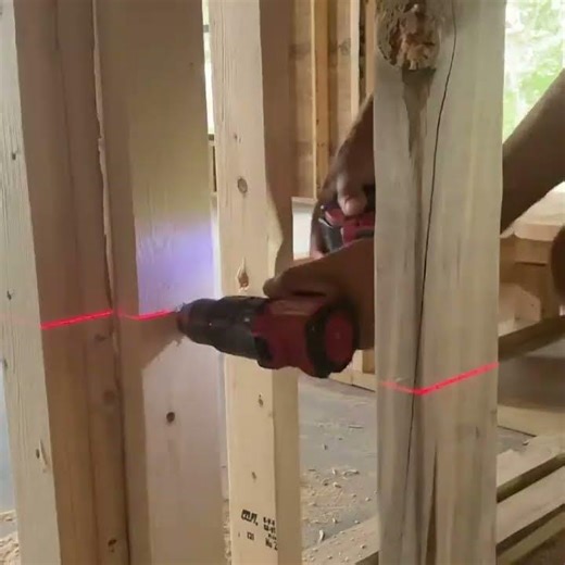 Self level laser to keep holes for electric straight