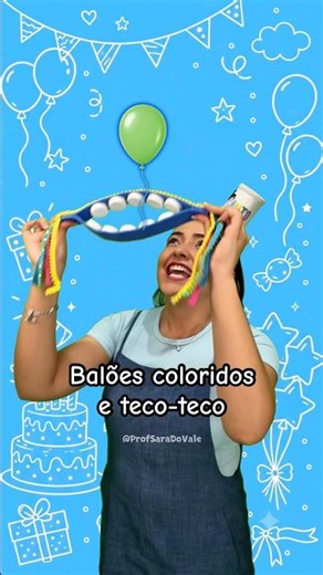 Balões coloridos e teco-teco. #educaçãoinfantil #brinquedos #brincadeiras
