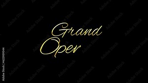 Grand opening text video without background.Handwritten grand opening typography on transparent background.Grand opening lettering animation