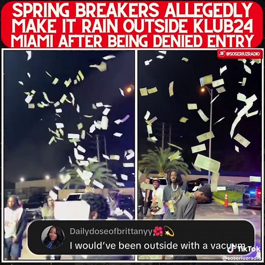 Spring breakers throw racks outside Klub24 Miami after allegedly being rejected 😳 What would you do if you saw this happen 👀⬇️ #makeitrain #klub24 #springbreak 🎥 @Marco