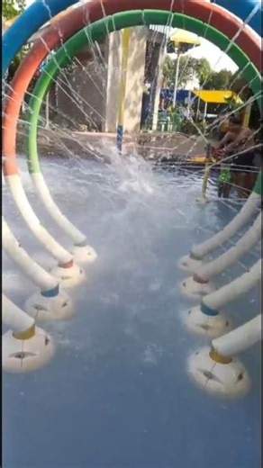 Happy Kids Playing at Waterpark .Family fun at fun city