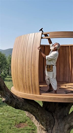 Dikepung 2 Beruang! Kakek Ini Bangun Rumah Pohon Demi Bertahan Hidup 🐻🌲#shortvideo