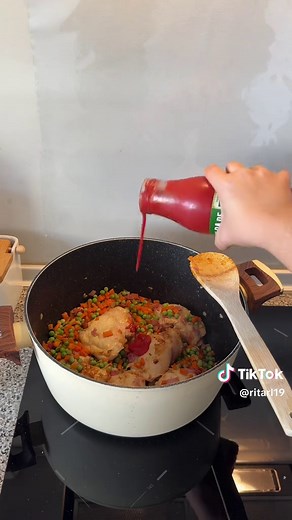 Receita de Frango com Arroz, Cenoura e Ervilhas 🫛 🥕 🍗 🍚 Ficou DIVINAL! 🤤 #receita #frango #receitafacil #arroz #legumes