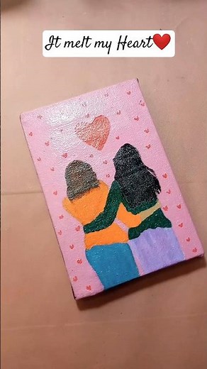 DIY Acrylic Canvas Painting Idea for Best Friends 💖 | easy friendship gift | DIY art Painting shorts
