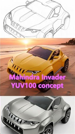 Mahindra SUV sketch from drawing to rendering futuristic concept car design #mahindra #cardesign