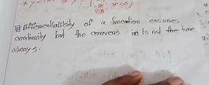 Differentiability of a function ensures continuity but the conv... | Filo