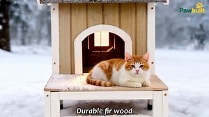 Outdoor Insulated Cat House for Winter, Weatherproof Wooden Feral Cat Shelter for Outdoor & Feral Cats with Escape Door, Raised Base, Balcony Porch,Openable Asphalt Roof, PVC Door Flaps