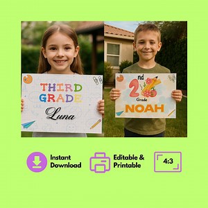 Back to School Grade Sign Bundle Printable – 1st 2nd 3rd Grade Posters, First Day Photo Prop, Kids Milestone Wall Art, Instant Download - Etsy