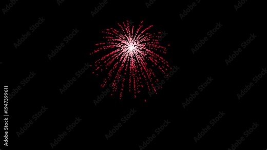 Red Firework Isolated on Black Background Seamless Looping 3D Animation Explosion 4K 30FPS