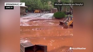 12K views · 119 reactions | Flash flooding triggered a mudslide on Tuesday in Springdale, Utah. It created a messy scene with roads covered in mud in Zion National Park as road crews work to remove the mud. Read more here: https://bit.ly/2UcuwMT | AccuWeather | Facebook
