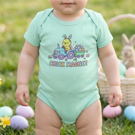 Easter Onesie Chick Magnet Bunny Bodysuit, Spring Bunny Easter Outfit, Easter Egg Hunt Bodysuit for Infants, First Easter Newborn Gift - Etsy