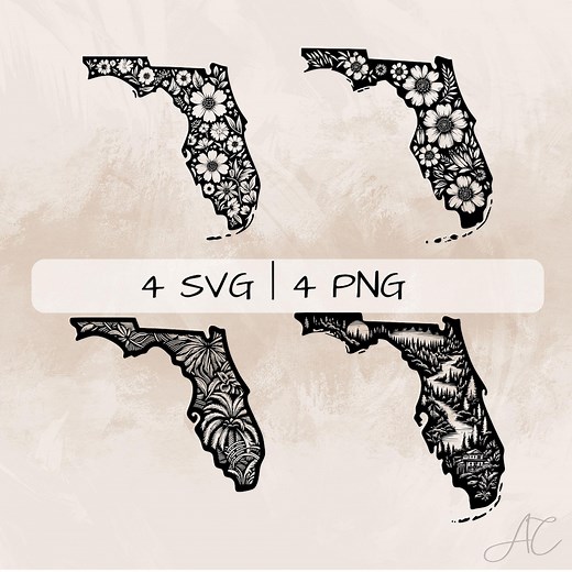 Florida SVG Bundle, Florida Outline PNG ,florida Map Clipart, Hand Drawn Florida Pictures for Print and Engraving - Etsy