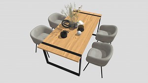 Dining Table Set - Download Free 3D model by Uka Studio (@uka.studio)
