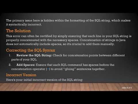 How to Fix java.sql.SQLSyntaxErrorException: Understanding the Missing FROM Keyword in Your SQL Code