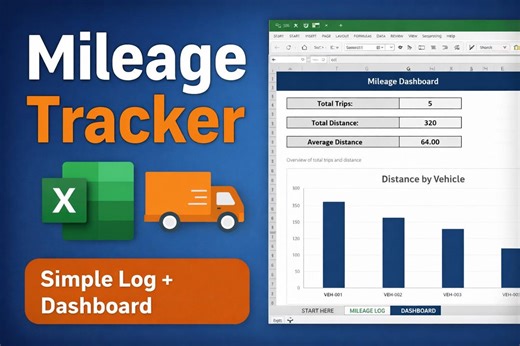 Mileage Tracker Spreadsheet | Vehicle Log, Dashboard (excel Template) - Etsy