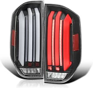 SPEC-D TUNING Matte Black Full LED Strip Tail Lights w/White Sequential LED Light Bars and Startup Animation Compatible with 2014-2021 Toyota Tundra, Left + Right Pair Assembly