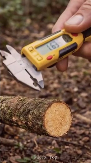 🟡⚙️ Measuring a Tree with a Yellow Tool – Precise & Satisfying! 🌳📏✨ #automobile #woodwork