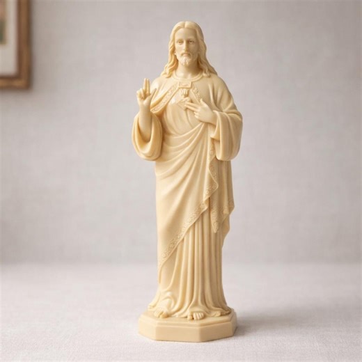 Vintage Sacred Heart of Jesus Statue, Consolidated Molded Products Corp USA, Cream Plastic Resin Religious Figurine, Catholic Christian Home - Etsy