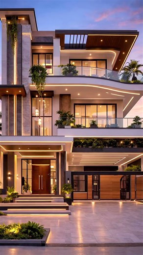 Modern Luxury Villa Design with Stunning LED Lighting #housedesign #architecture #homedecor