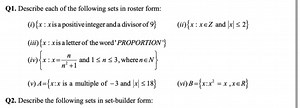Q1. Describe each of the following sets in roster form:(i) {x:... | Filo