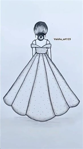 Easy Girl Dress Drawing Tutorial ✨ | Beautiful Gown Sketch Step by Step | Pencil Art