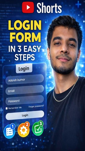 #video Glassmorphism Login Form UI Design 🔥 HTML CSS | Modern Login Page #shorts #coding #webdesign