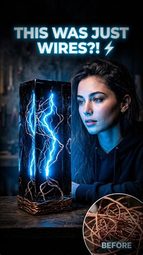 Copper Wires → Lightning Lamp ⚡ (Insane Glow) | #satisfying #epoxy #shorts #trending