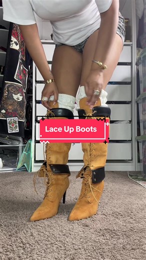 These stiletto lace up boots look great and fashionable the will look great with anything #timberlandboots #timbboots #laceupboots #kneehighboots #boots