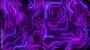 Digital Data moving on Circuit Board and CPU loop backgrounds. Computer Processing and organizing data. Abstract high tech Artificial intelligence (AI), data mining, modern computer technology surface