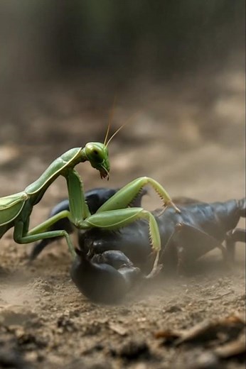 Praying mantis vs Scorpion #nature #insect #fight