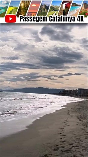 Golden Sunset Beach Walk in Salou 🌅 Peaceful Sea Waves #shorts