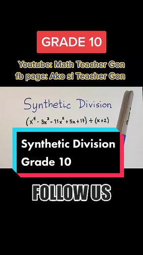 Synthetic Division Video Tutorial for Grade 10 Students