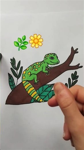 cute drawing of a gecko 🦎⚘️✨️🍂