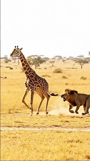 Giraffe vs Lion Fight – Shocking Wild Animal Battle Caught on Camera!