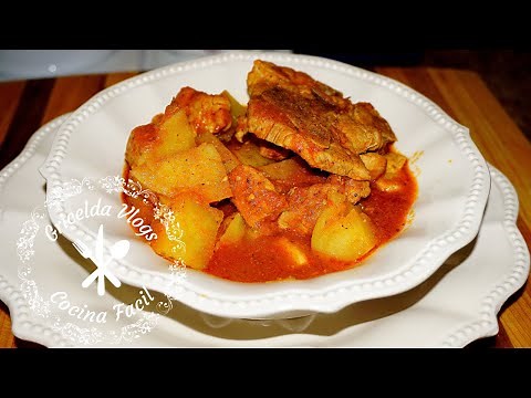 Deliciosas CHULETAS CON PAPAS EN SALSA ROJA | receta facil