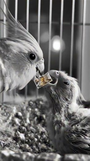 Cockatiel Feeding Baby Chick 🐦 | Amazing Feeding Moment #shorts#viral