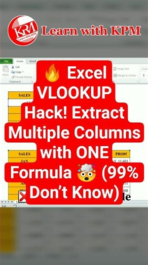 🔥 Excel VLOOKUP Hack! Extract Multiple Columns with ONE Formula 🤯 (99% Don’t Know) #shorts #excel
