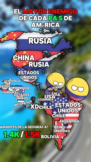 el mayor enemigo de cada país de América #geographythroughmaps #mapas #mapas #mapguide #history