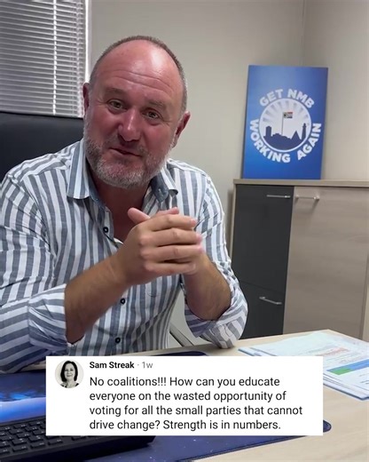 Your NMB FAQ's || #AskRetief Sam Streak poses the questions of coalitions for NMB in 2026. Over the past few years, Nelson Mandela Bay has struggled under the instability of successive coalition governments. What our city needs now is a stable Democratic Alliance government, one that will work to turn NMB around and get our city working again. A strong DA government will: 𝐂𝐫𝐞𝐚𝐭𝐞 𝐣𝐨𝐛𝐬 and grow our local economy 𝐌𝐚𝐤𝐞 𝐨𝐮𝐫 𝐬𝐭𝐫𝐞𝐞𝐭𝐬 𝐬𝐚𝐟𝐞𝐫 for families and businesses 𝐃𝐞𝐥